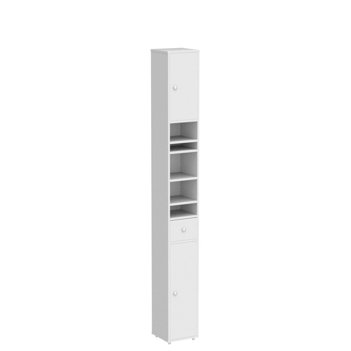 SoBuy 20cm Wide Bathroom Tall Cabinet Cupboard Bathroom Storage Cabinet White W20 x D20 x H180cm BZR34-W
