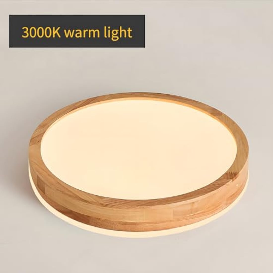 WayLuoung Wooden LED Ceiling Light | Ø30cm 3000K 1620Lm 18W | Round Top 360° Glow Natural Wood Ceiling Lamp, Bedroom, Living Room, Children's Room, Kitchen, Dining Room, Home, Office (Warm White)