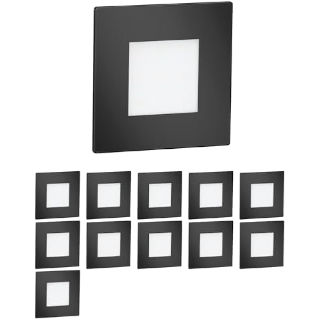 ledscom.de 12 LED Staircase Light/recessed Wall Light FEX for Indoors and Outdoors, Angular, Black, 85 x 85mm, Cool White