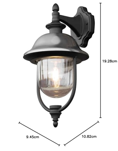 Konstsmide 7240-000 Parma Down Outdoor Wall Light/ 1 x 75 W E27 Max Wall Lamp/ Clear Acrylic Globe/ Aluminium/ IP43/ Stainless Steel Top/ Outside