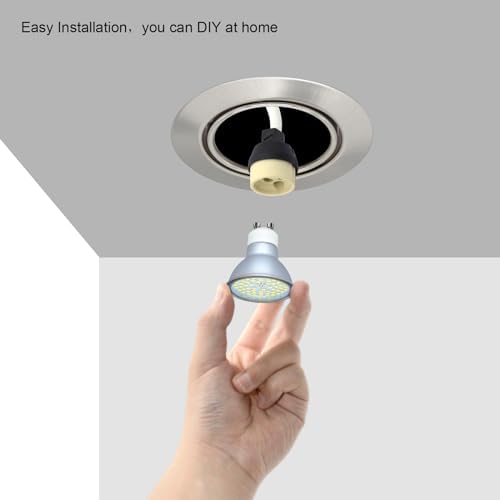 HiBay 10x Modern GU10 LED Downlights for Ceilings Tilt Recessed Ceiling Lights Round Brushed Chrome Spotlights Fitting 240V - Outer Diameter:90 mm,Cut-Out Hole Size:68-80 mm