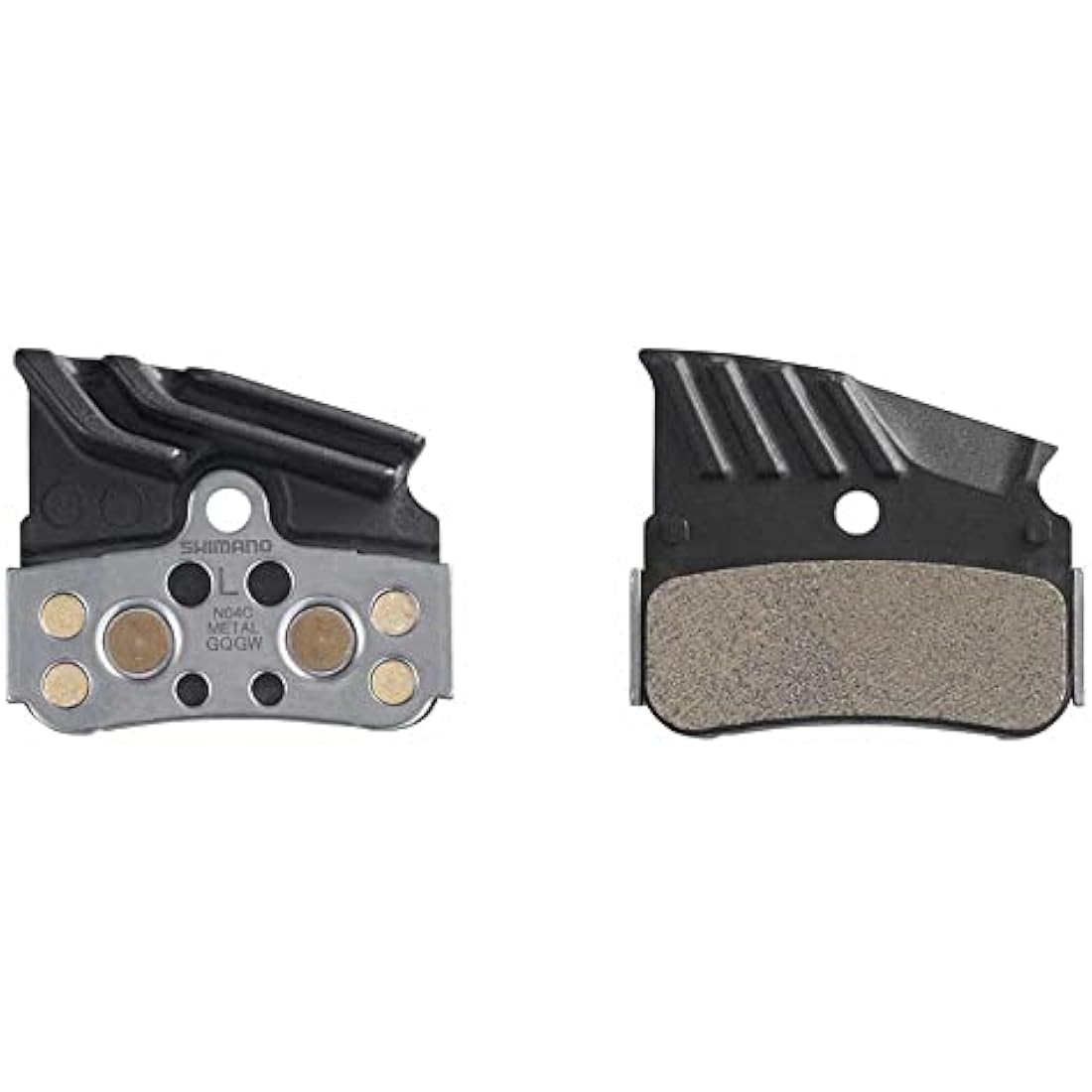 SHIMANO N04C disc pads and spring, alloy/stainless back with cooling fins, metal sintered, Black, One Size