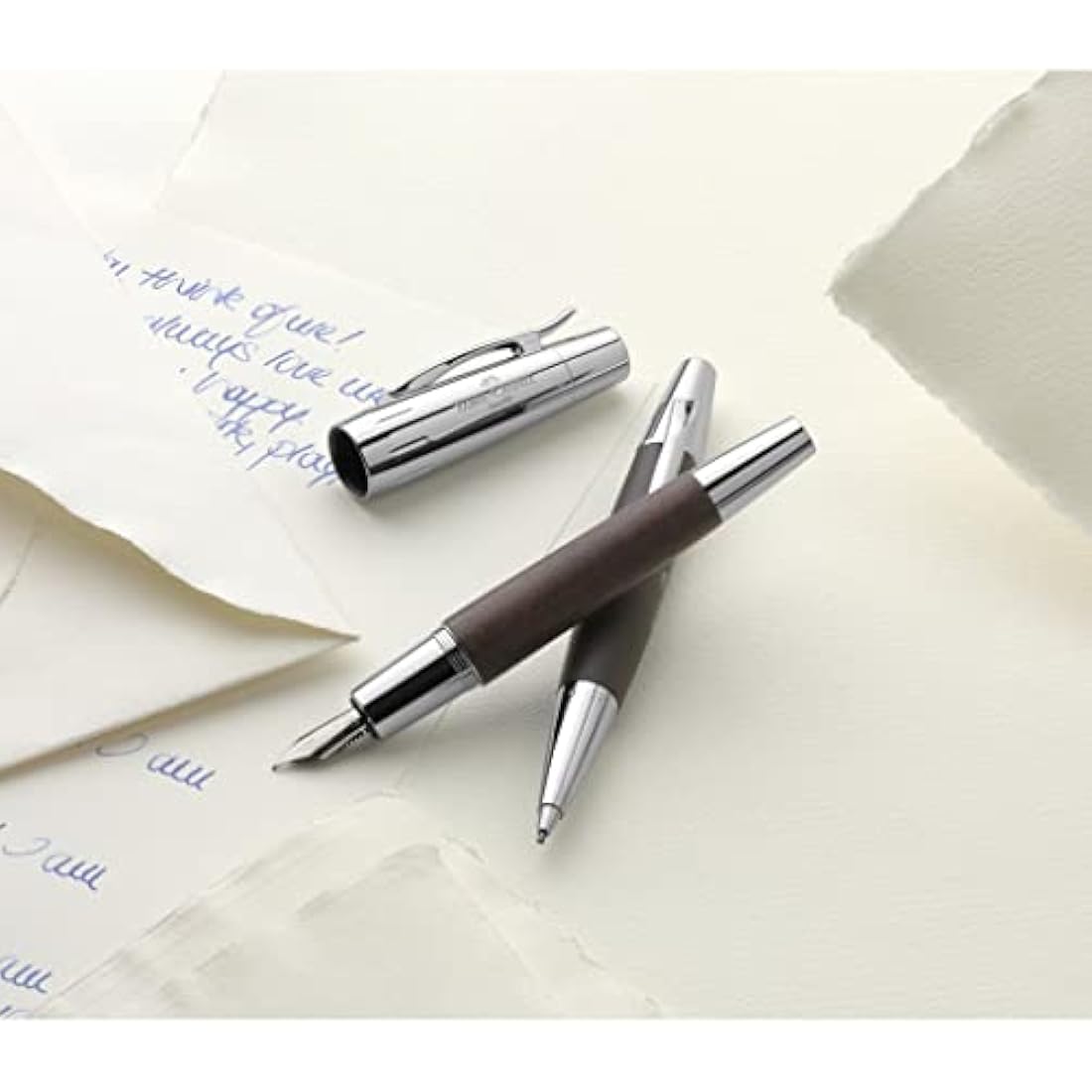 Faber-Castell F138381 E-Motion Pearwood and Chrome Twist Pencil - Dark Brown