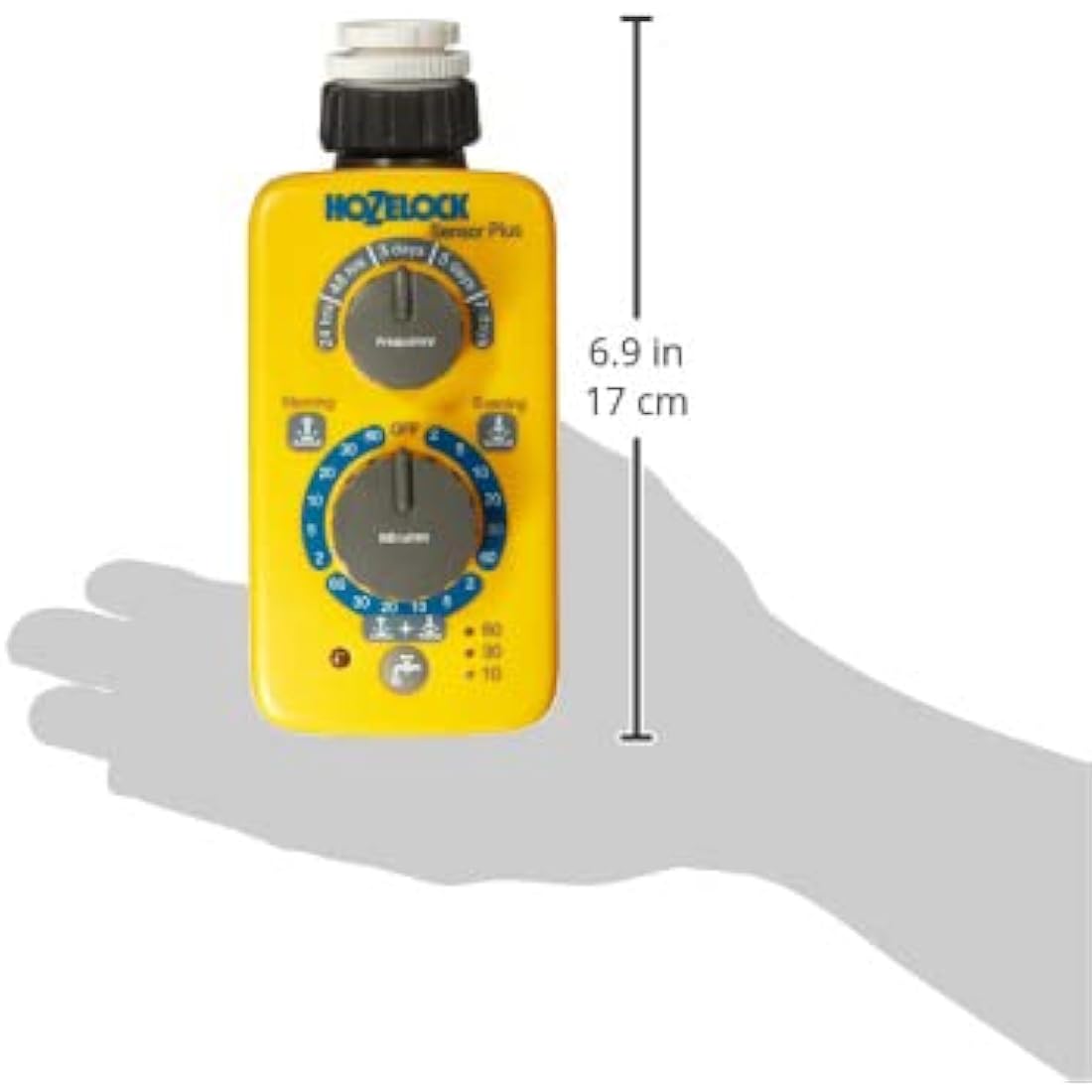 HOZELOCK - Watering Timer Sensor Controller Plus : Automatic and Easy Watering with its Light Sensor, Adjustable Watering at Sunrise and/or Sunset, Manual Watering Function [2214 0000]