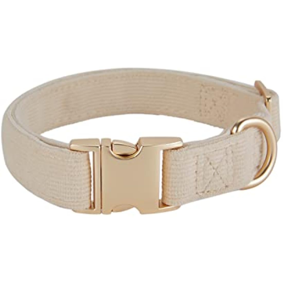 YUDOTE Ultra-soft Dog Collar Natural Cotton Corduroy Made for Small Dogs with Sensitive Skin,Creamy White
