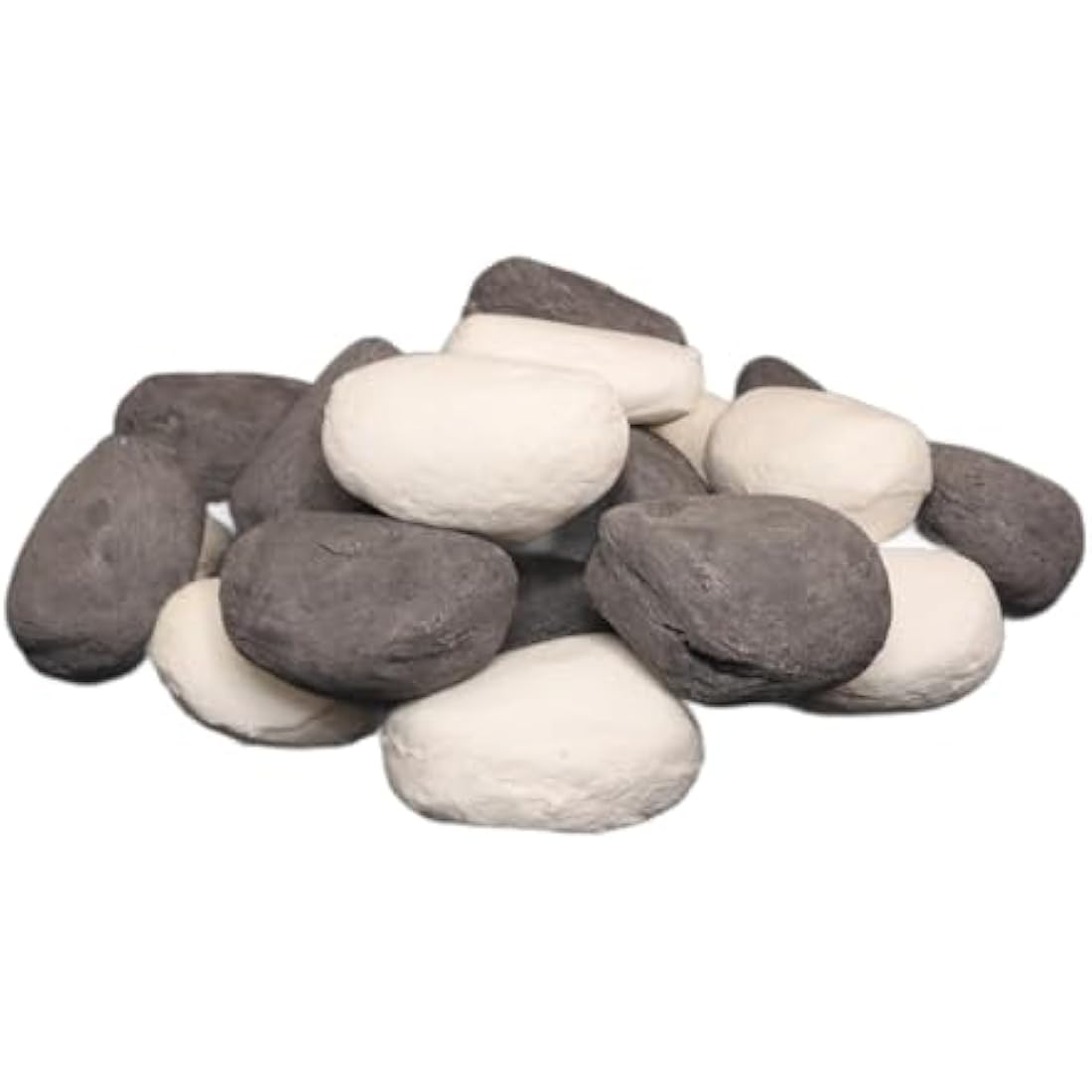 The Stove Wizard Gas Fire Replacement Pebbles Coals 20 Ceramic Pebbles for Gas, LPG, Bio Ethanol and Electric Fires, 10 White and 10 Grey,Approximate size 60mm x 40mm x 40mm