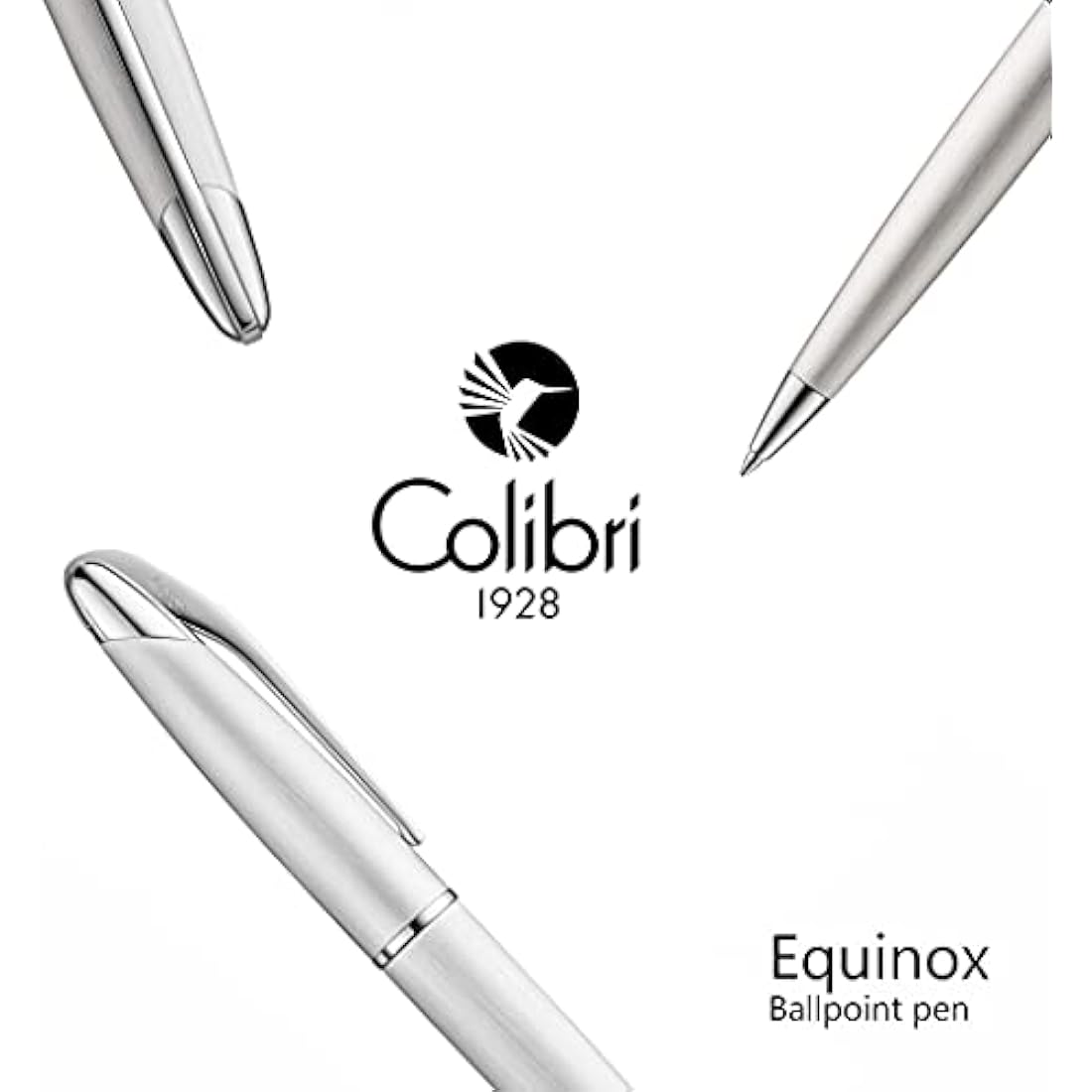 Colibri Equinox Twist Ballpoint Pen-brushed Steel and Chrome Luxury Pen-sleek Branded Spring Clip- Comes In A Nice Gift Box-Gift For Men And Women