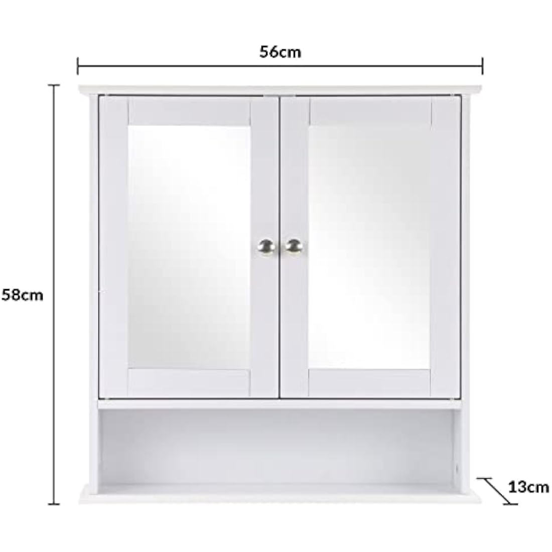 Taylor & Brown Maine White Double Mirrored Door Bathroom Cabinet with Storage Shelf Bathroom Home Furniture Decorative Stylish Design