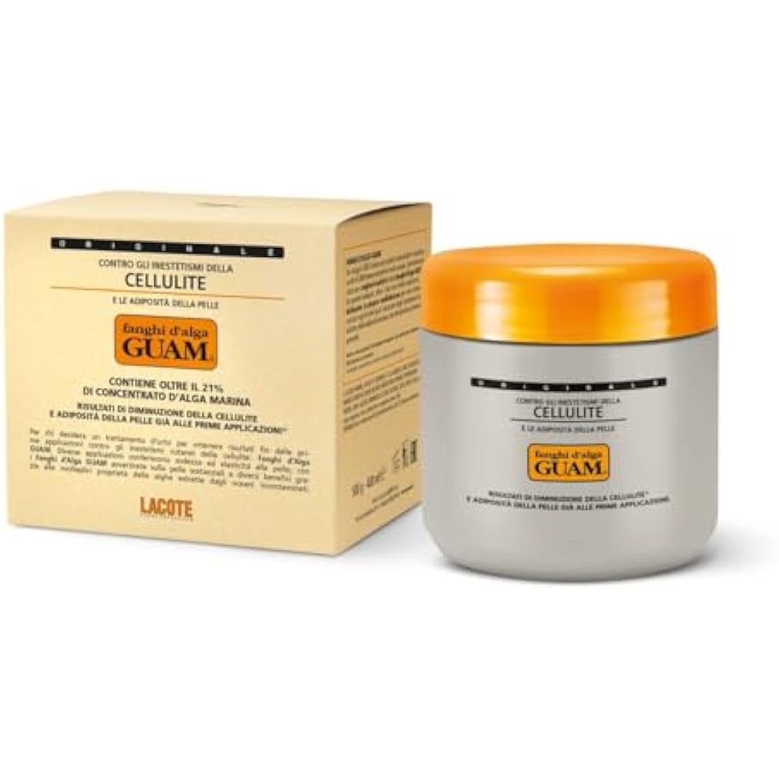 GUAM Seaweed Mud Anti Cellulite Treatment for Legs & Thighs - 500g Natural Tightening Hot Body Mask - Skin Firming Antioxidant Cellulite Remover to Reduce Imperfections, Improves Tone & Elasticity