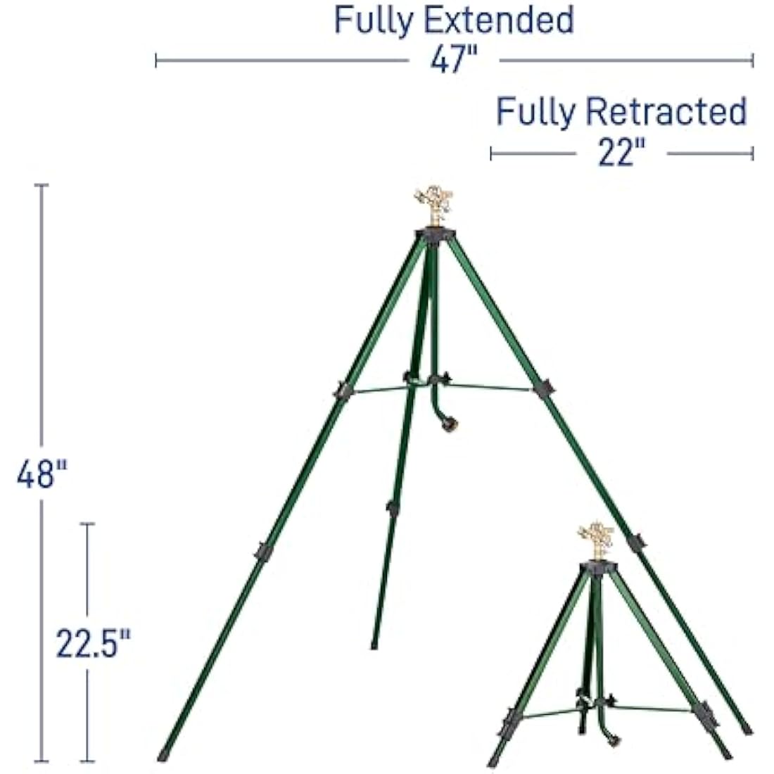 Orbit 58308Z Tripod Lawn Brass Impact Sprinkler - 360 Degree Rotating Sprinkler