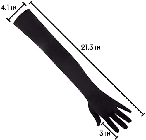 SAVITA Long Elbow Satin Gloves 21 inch Stretchy 1920s Opera Gloves Evening Party Dance Gloves for Women