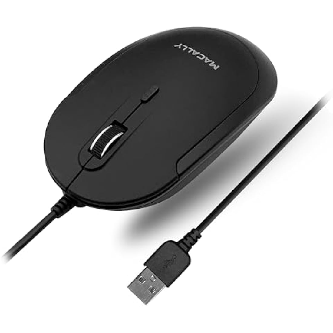 Macally Silent Wired Mouse - Slim & Compact USB Mouse for Apple Mac or Windows PC Laptop/Desktop - Designed with Optical Sensor & DPI Switch - Simple & Comfortable Wired Computer Mouse (Black)