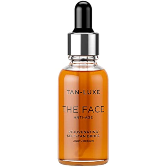 Tan-Luxe THE FACE Self Tan Drops, Light/Medium (30 ml) Add Anti-Aging Tanning Drops to Skin Care for Custom Face Tan, Cruelty Free & Vegan