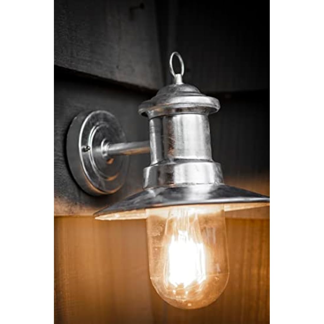 Garden Trading Outdoor Wall Mounted St Ives Galvanised Ships Light Weatherproof | E27 Edison Screw 60 Watt | Crafted in Hot Dipped Galvanised Steel | Motion-Sensor Compatible