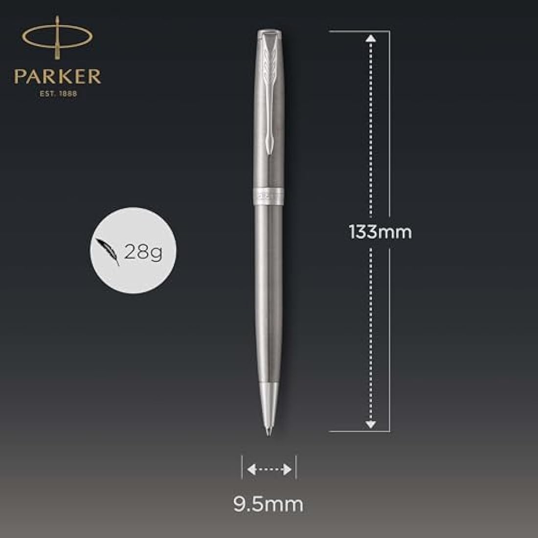 Parker Sonnet Ballpoint Pen | Stainless Steel with Palladium Trim | Medium Point Black Ink | Gift Box