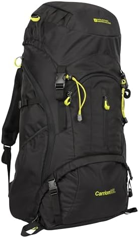 Mountain Warehouse Carrion 65L Rucksack - Padded Airmesh Back Daypack Bagback with Ladder Lock, Rain Cover & Lots Of Pockets - All Season Camping, Hiking & Outdoors