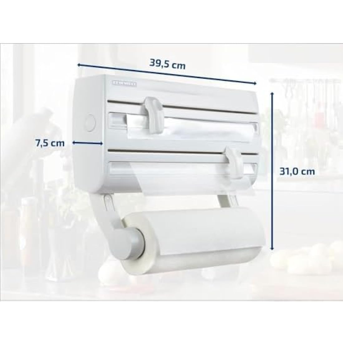 Leifheit Parat F2, Wall Mounted Cling Film & Foil Dispenser, Easy-Install Holder for Rolls up to 30 cm Wide, White