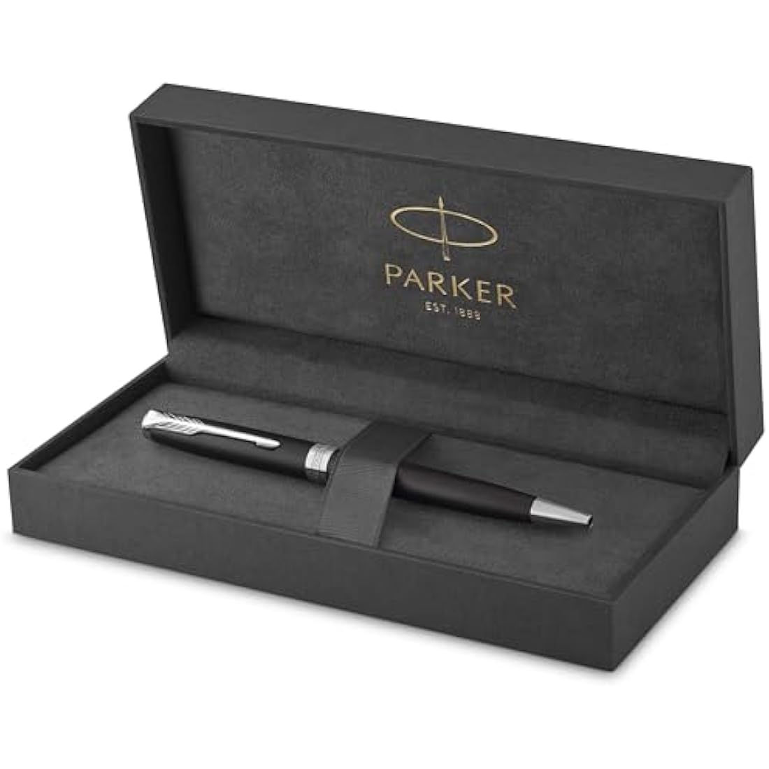 Parker Sonnet Ballpoint Pen | Matte Black Lacquer with Palladium Trim | Medium Point Black Ink | Gift Box
