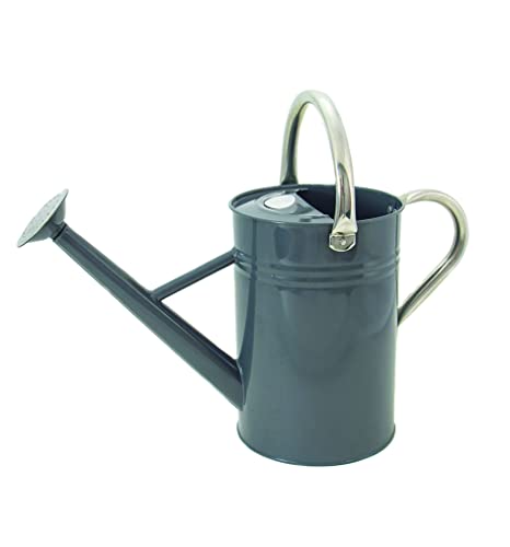 Kent & Stowe 4.5 Litre Vintage Stone Grey Watering Can, Galvanised Steel Can for Daily Watering, Classic English Style Jug with 2 Handles