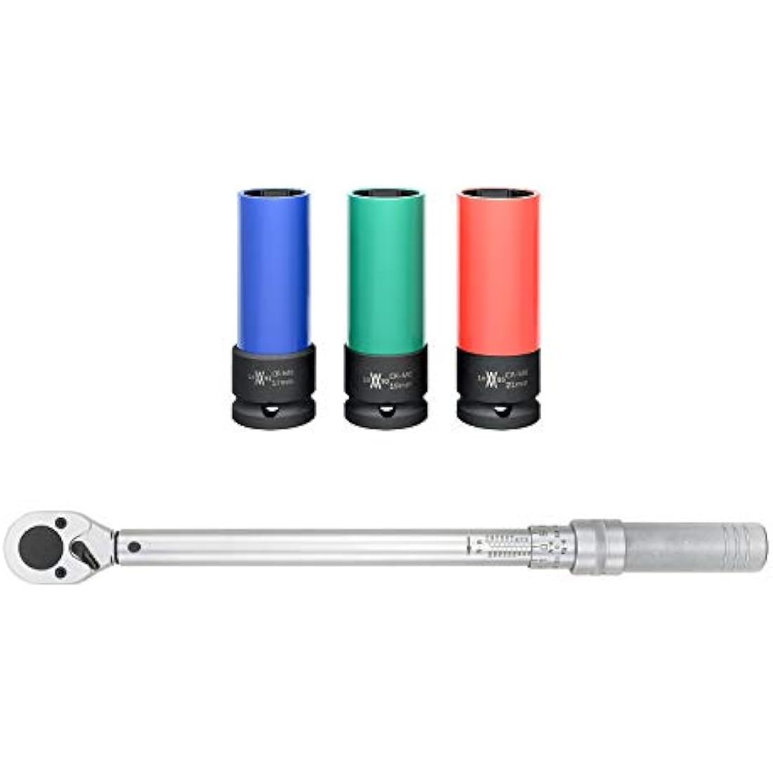 WIESEMANN 1893 Torque Wrench Set 1/2" 42-219Nm with Impact sockets 17, 19, 21mm from I Complete car Set for Changing Tyres with Impact Spanner & Nuts I with Transport Box I 81529