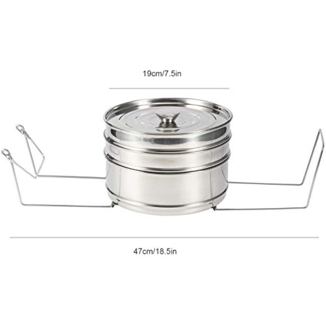 Ladieshow Stackable 3 Tier Stainless Steel Steamer Cooker Pot Set Cook Food Pressure Pot Accessories for Pressure Cooker, Upgrade Interchangeable Lids