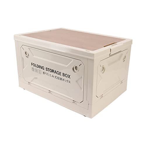 Qcwwy Foldable Camping Storage Box, Collapsible Storage Box, Strong Carrying Capacity, 50L, Large Capacity, Stackable Nicely for Picnic (Gray White)