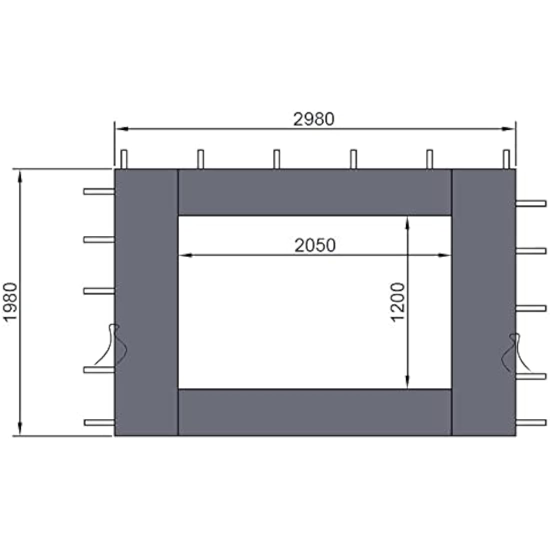 QUICK STAR 2 Side Panels with PE Window 300x197cm Anthracite for Gazebo 3x3m