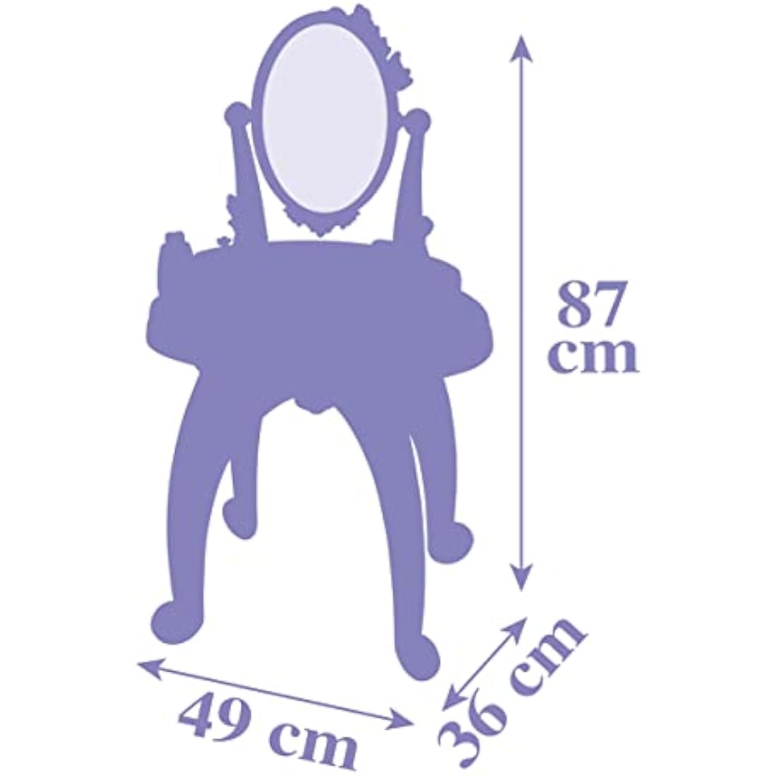 Smoby Disney, Frozen 2 in 1 Hairdressing Table, 10 accessories: 1 stool, 2 flasks, 1 necklace, 1 plastic headband, 3 rings, 1 bracelet, 1 hair clip, 1 comb, Purple, One Size (7600320244)