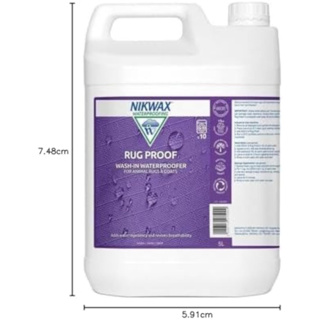 Nikwax RUG PROOF Waterproofing for Horse Rugs & Animal Coats – Adds Durable Water Repellency & Maintains Breathability – PFAS-free, Eco-Friendly & Easy Wash-In Application - 5 Litre