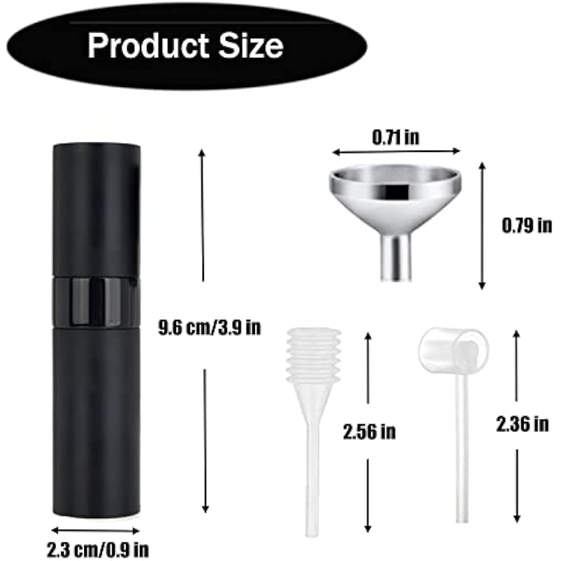 SONGQEE 8ml Travel Perfume Atomiser Refillable, Mini Refillable Perfume Bottle Aftershave Spray Bottle, Upgraded Perfume Atomizer Perfume Pod and Refill Pump for Outdoor Traveling (Black+1 Dropper)