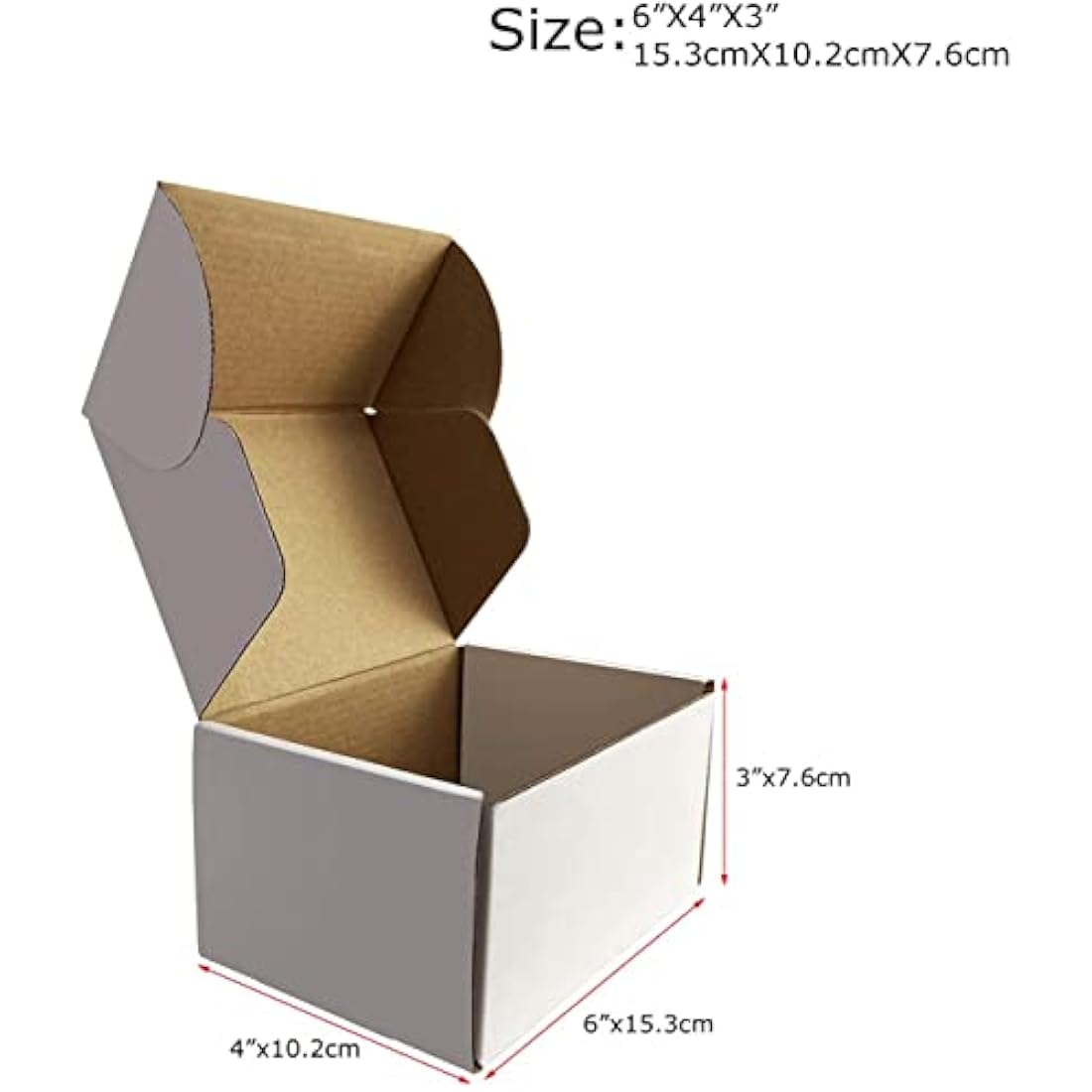 RLAVBL 25 Pack 153x102x76 mm (6x4x3 in) Shipping Boxes Small White Corrugated Cardboard Box for Packing Mailing