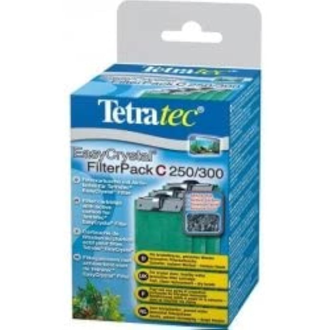 Tetra EasyCrystal Filter Pack C250/300 filter material with activated carbon, filter pads for EasyCrystal internal filters, suitable for aquariums from 15-60 liters, 3 pieces, Green