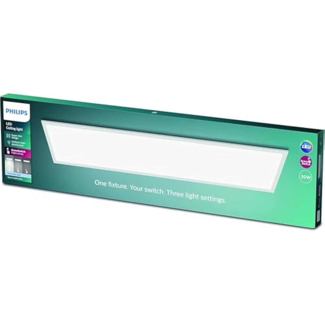 Philips LED Panel Rectangle Ceiling Light SceneSwitch Dimmable 4000K 36W [Cool White - White]. for Indoor Lighting, Livingroom and Bedroom