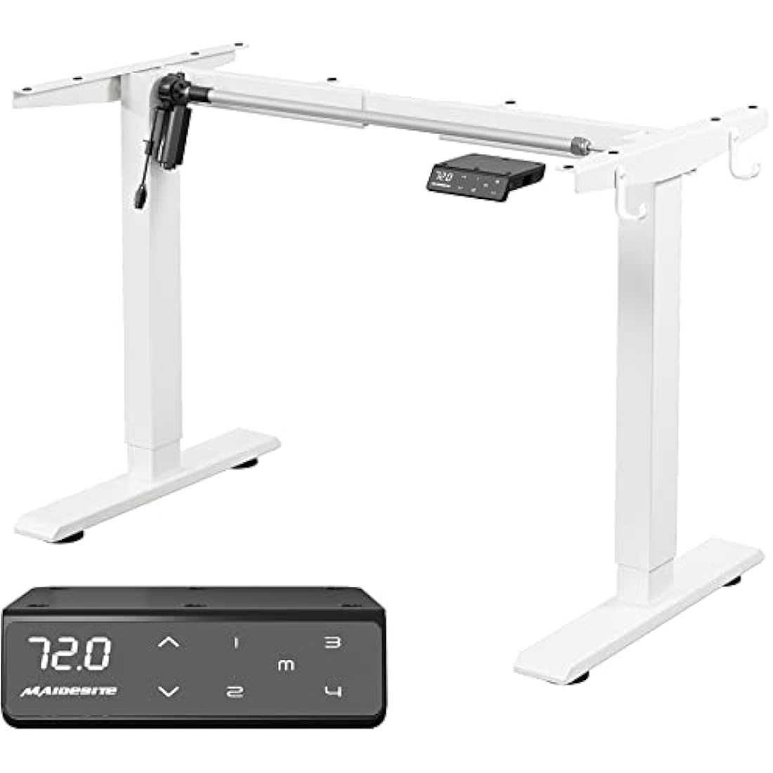 MAIDeSITe Height Adjustable Electric Standing Desk Frame Two-Stage with Heavy Duty Steel Stand up Desk Computer Desk with Automatic Memory Smart Pannel (White)