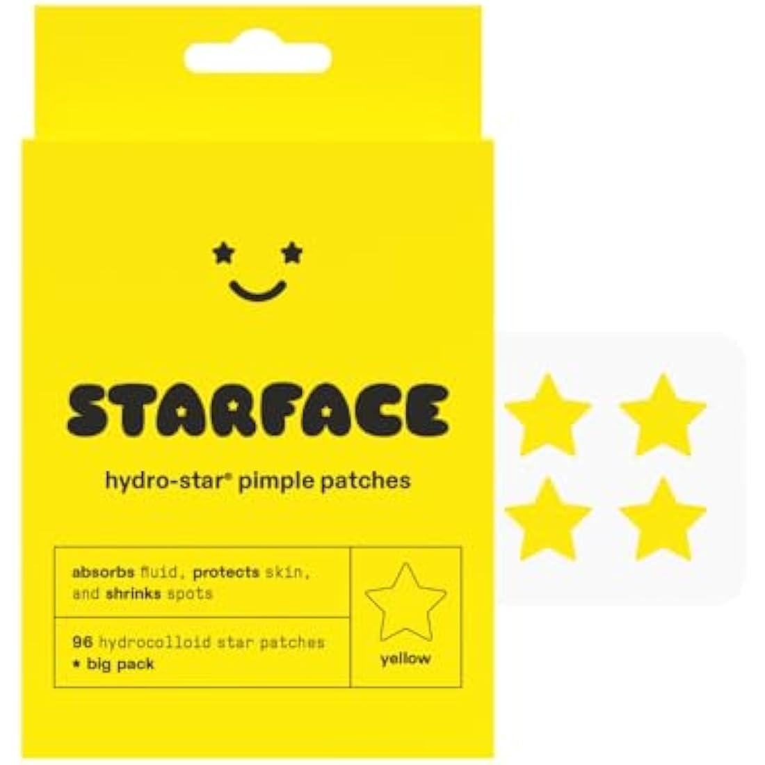 Starface World Hydro-Stars Big Pack, Hydrocolloid Pimple Patches, Absorb Fluid and Reduce Redness, Cute Star Shape, Cruelty-Free Skincare (96 Count)