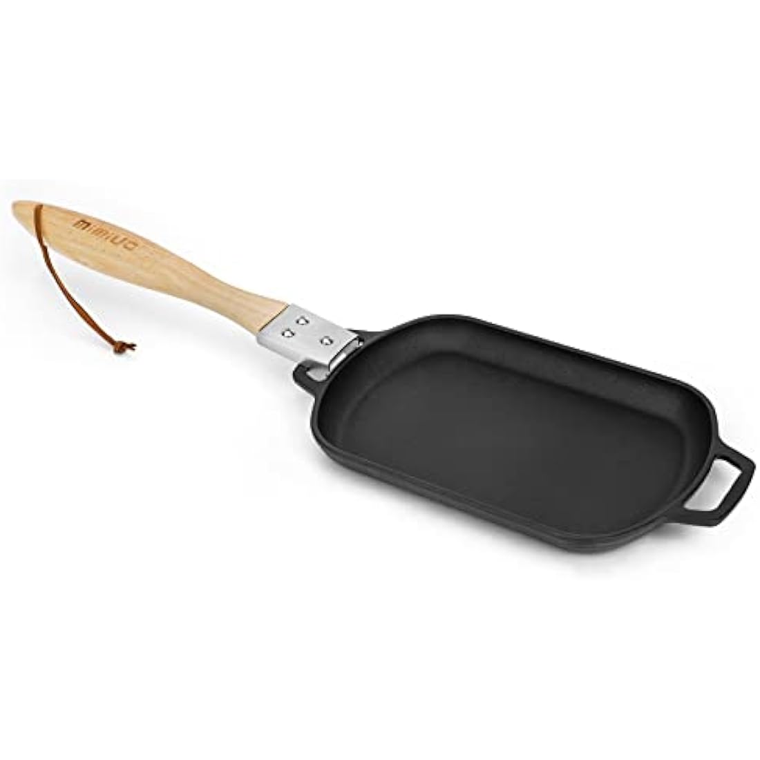 Mimiuo Cast Iron Griddle Pan Rectangular Non-Stick Frying Pan with Detachable Handle for Pizza Oven, Stovetop or Any Cooking Surface