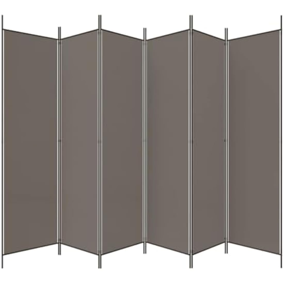 vidaXL 6-Panel Room Divider - Versatile And Durable Foldable Partition - Ideal for Privacy, Blocking Sunlight or Decor - Anthracite Fabric and Iron - 300x200 cm