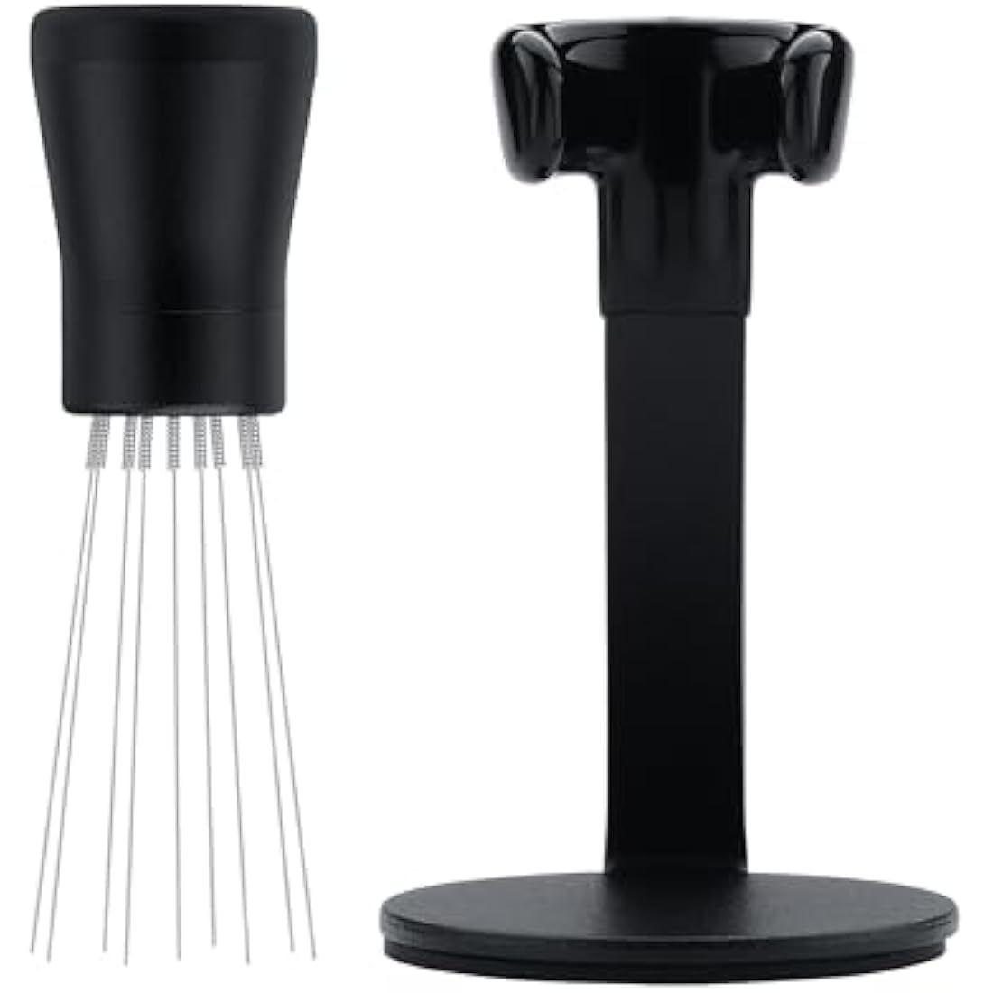 Normcore WDT Distribution Tool V2.1 with Stand - 0.23mm 8 Prong Espresso Distribution Tool - Magnetic Coffee Stirrer with 16 Extra Needles, Black
