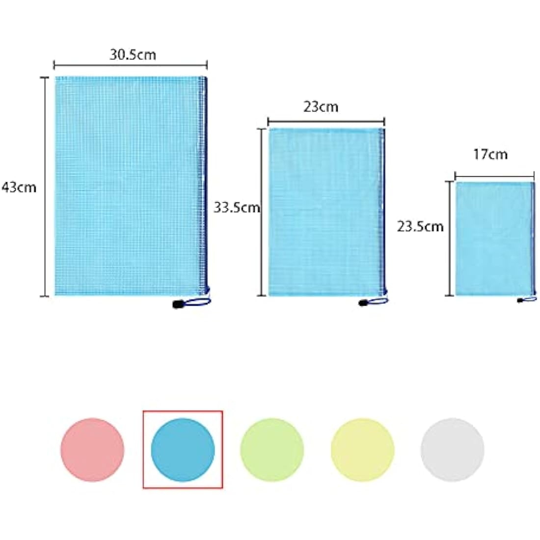 Vicloon Plastic Wallets, 15Pcs A3 A4 A5 Zip Lock Bags Mesh Document Wallet Document Folders Plastic Pockets Zipper File Wallet for School Office Homework Storage Bags