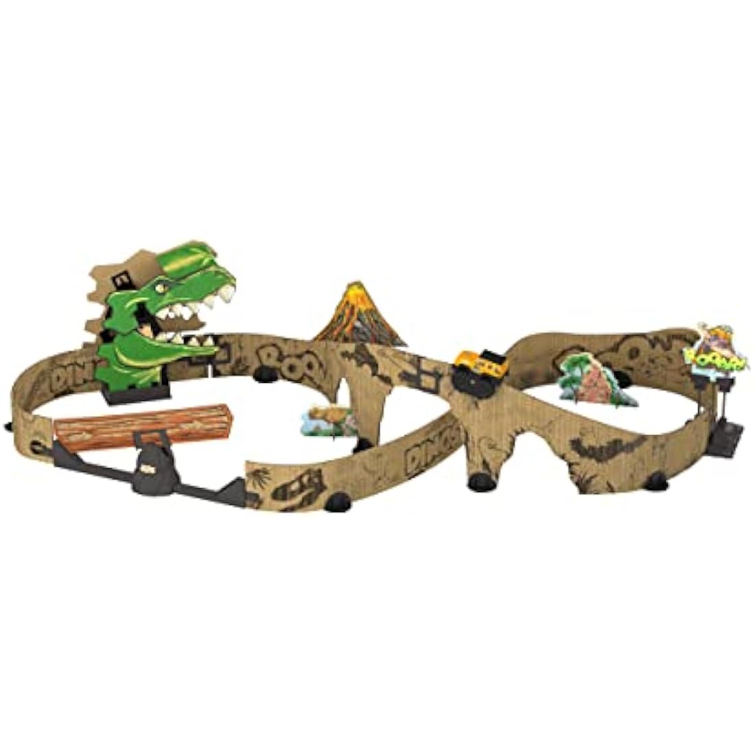 VTech Car-Board Racers Off-Roader & Track, Cardboard Race PlaySet with Stunt Jump for Kids, Off Road Car, Dinosaur Tunnel & Bridge, Vehicle Fun For Children Age 5, 6, 7 + Years, English Version