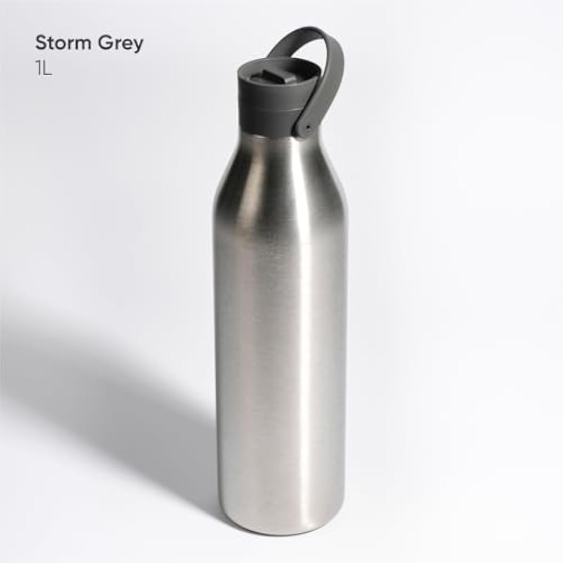 Circular & Co 1L/1000ml Recycled Stainless Steel Reusable Drinks Water Bottle – Insulated, Double Walled, Ecofriendly – Leakproof, Lockable Lid – Dishwasher Safe, BPA & Melamine Free (Storm Grey)
