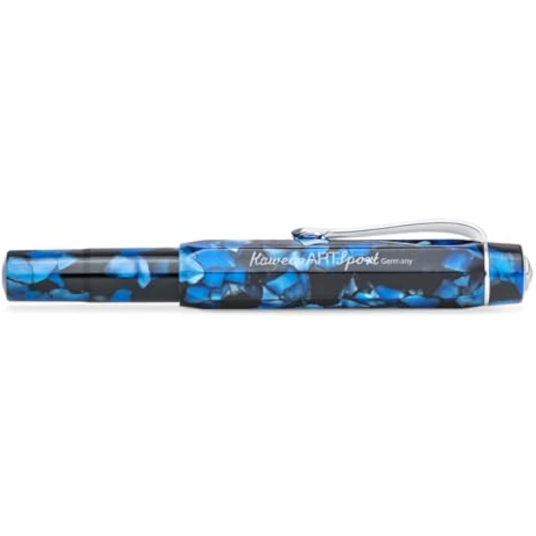 Kaweco ART SPORT Fountain Pen Pebble Blue I Exclusive Acrylic Reservoir Pen for Ink Cartridges With Steel Nib 12.5 cm I Including Metal Box I Nib: F (Fine)
