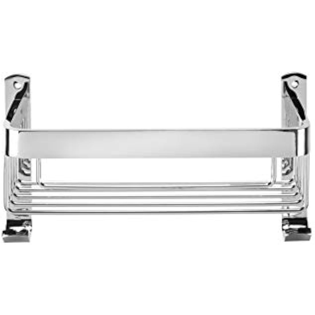 Croydex Aluminium Large Basket - Bathroom Storage Solution, Wall-Mounted Shower Caddy with Hooks, Chrome Bathroom Accessory, Rust-Free, Includes Wall Plugs & Screws, 5kg Load