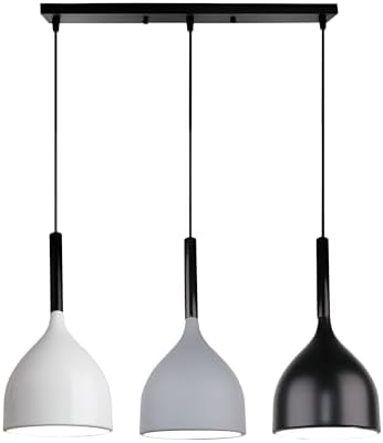 LEDSone Modern 3 Light Pendant Ceiling Lamp Adjustable Height Metal Shades 50cm Bar Nordic Style Hanging Fixture for Dining Room, Kitchen Island, Living Room, Bedroom