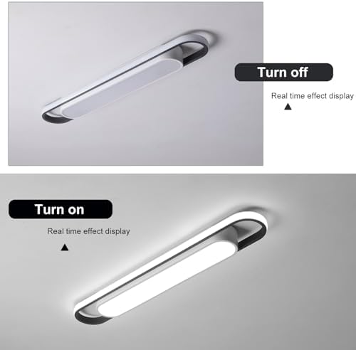 Naroume Modern LED Flush Mount Ceiling Lamp, 72cm Linear Metal Ceiling Chandeliers for Living Room, Bedroom, Dining Room, Office, Hallway, Closet, Aisle