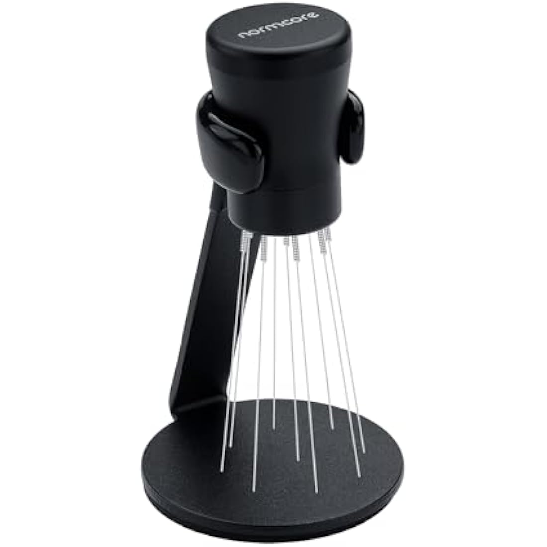 Normcore WDT Distribution Tool V2.1 with Stand - 0.23mm 8 Prong Espresso Distribution Tool - Magnetic Coffee Stirrer with 16 Extra Needles, Black
