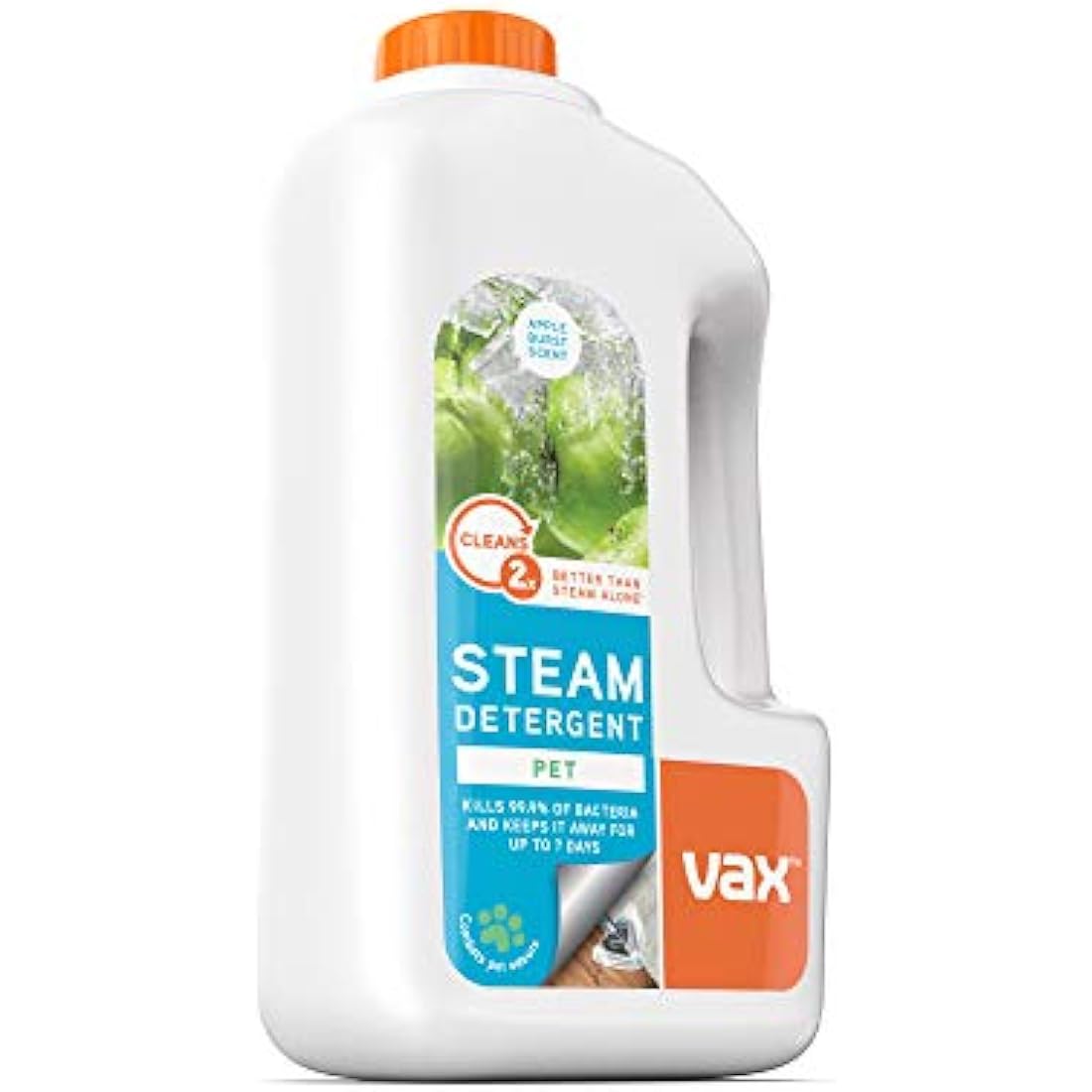 Vax Steam Detergent Pet 1L Steam Cleaner Detergent, Hard Floor Cleaner Solution, Apple Burst Scent, Neutralise Pet Odours, Remove 99.9percent of Bacteria, 1-9-132813, White