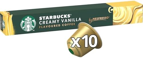 STARBUCKS Creamy Vanilla Flavoured Coffee by Nespresso, Blonde Roast, Coffee Capsules 6 x 10 (60 Capsules)