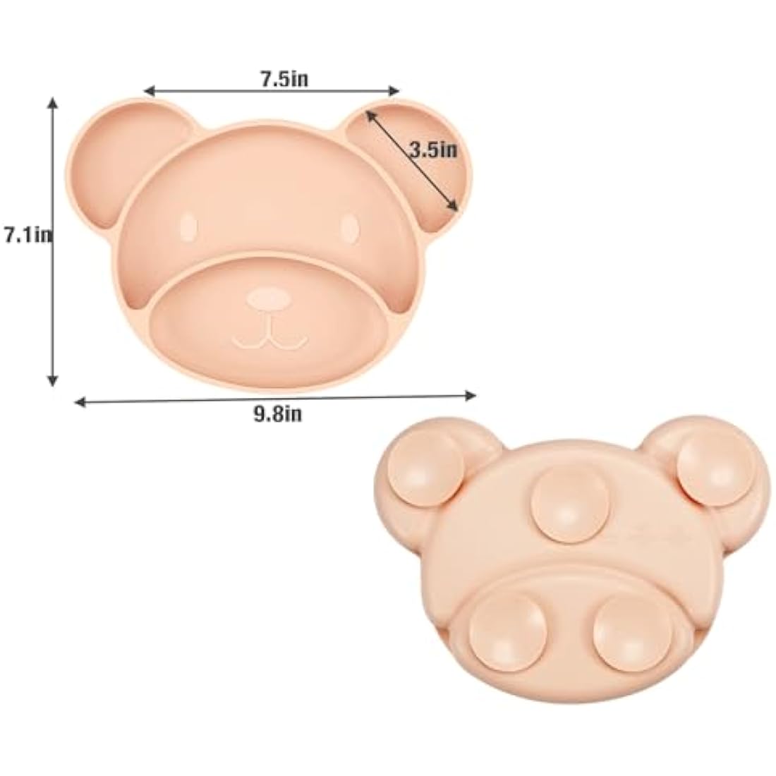 PandaEar Silicone Suction Plate, Spoon and Fork Set, Toddler Self-Feeding, BPA Free, Dishwasher & Microwave Safe, Bear Shape (Pink)