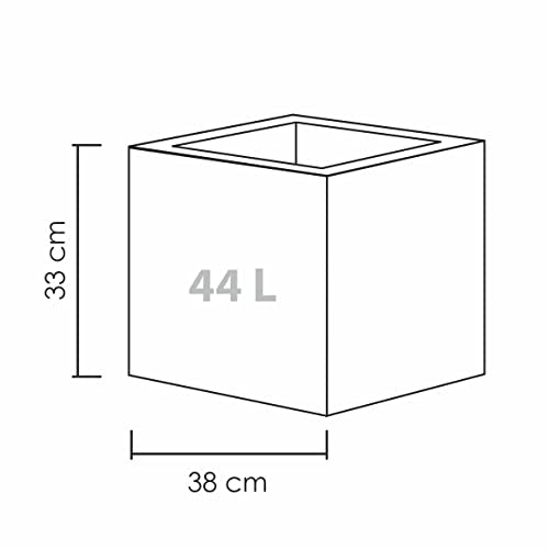 Scheurich C-Cube planter, plastic, STONY GREY, 38x38 cm, H?he 33 cm
